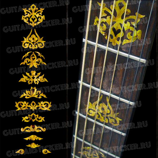 Комплект наклеек гарсия на гриф гитары цвета желтый абалон