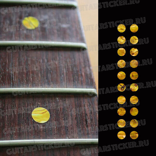 Абалон желтый выбрать комплект точек кружков на гриф гитары