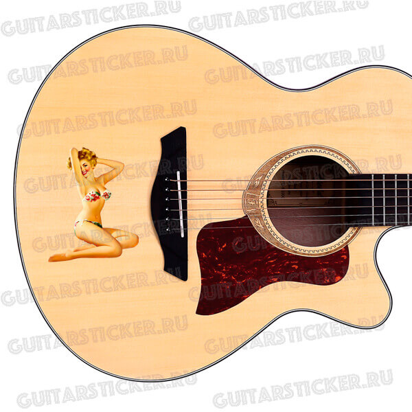 Купить виниловую наклейку на гитару с девушкой пин-ап